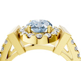 Yellow gold Fancy Blue Oval Cut Cut Halo Split Shank Prong Set Ring_4