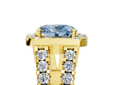 Yellow gold Fancy Blue Oval Cut Cut Halo Split Shank Prong Set Ring_5