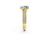 Yellow gold Fancy Blue Oval Cut Cut Pave Split Shank Engagement Ring with Four-Prong Setting_2