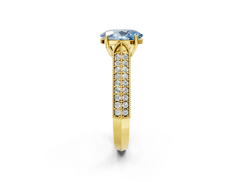 Yellow gold Fancy Blue Oval Cut Cut Pave Split Shank Engagement Ring with Four-Prong Setting_2