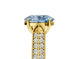 Yellow gold Fancy Blue Oval Cut Cut Pave Split Shank Engagement Ring with Four-Prong Setting_5