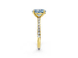 Yellow gold Fancy Blue Oval Cut Diamond Brilliant Solitaire Ring with Pavé Band and Four-Prong Setting_14