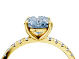 Yellow gold Fancy Blue Oval Cut Diamond Brilliant Solitaire Ring with Pavé Band and Four-Prong Setting_16