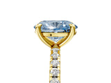 Yellow gold Fancy Blue Oval Cut Diamond Brilliant Solitaire Ring with Pavé Band and Four-Prong Setting_17