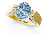 Yellow gold Fancy Blue Oval Cut Diamond Channel Set Solitaire Ring with Four-Prong Setting_13