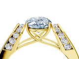 Yellow gold Fancy Blue Oval Cut Diamond Channel Set Solitaire Ring with Four-Prong Setting_16