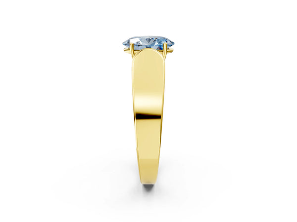 Yellow Gold Oval Channel Set Engagement Ring Setting for Fancy Blue Center with Wide Band