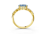 Yellow gold Fancy Blue Oval Cut Diamond Cluster Pavé Band with Four-Prong Setting_15