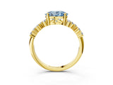 Yellow gold Fancy Blue Oval Cut Diamond Cluster Pavé Band with Four-Prong Setting_6