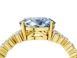 Yellow gold Fancy Blue Oval Cut Diamond Cluster Pavé Band with Four-Prong Setting_7