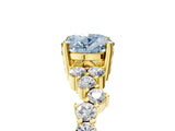 Yellow gold Fancy Blue Oval Cut Diamond Cluster Pavé Band with Four-Prong Setting_8