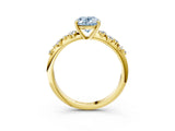 Yellow gold Fancy Blue Oval Cut Diamond Cluster Side Stone Solitaire Ring with Prong Setting_54