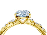 Yellow gold Fancy Blue Oval Cut Diamond Cluster Side Stone Solitaire Ring with Prong Setting_55