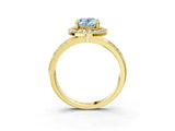 Yellow gold Fancy Blue Oval Cut Diamond Double Halo Ring with Split Shank and Four-Prong Setting_3