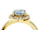 Yellow gold Fancy Blue Oval Cut Diamond Double Halo Ring with Split Shank and Four-Prong Setting_4