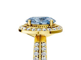 Yellow gold Fancy Blue Oval Cut Diamond Double Halo Ring with Split Shank and Four-Prong Setting_5