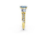 Yellow gold Fancy Blue Oval Cut Diamond Engagement Ring with Baguette Side Stones and Channel Set Band_21