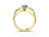 Yellow gold Fancy Blue Oval Cut Diamond Engagement Ring with Baguette Side Stones and Channel Set Band_22