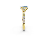 Yellow gold Fancy Blue Oval  Cut Diamond Engagement Ring with Bezel Set Round Side Stones and Prong Setting_51