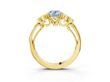 Yellow gold Fancy Blue Oval  Cut Diamond Engagement Ring with Bezel Set Round Side Stones and Prong Setting_52