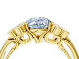 Yellow gold Fancy Blue Oval  Cut Diamond Engagement Ring with Bezel Set Round Side Stones and Prong Setting_53