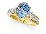 Yellow gold Fancy Blue Oval  Cut Diamond Engagement Ring with Pavé Band and Four-Prong Setting_4