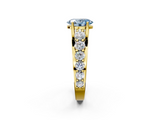 Yellow gold Fancy Blue Oval  Cut Diamond Engagement Ring with Pavé Band and Four-Prong Setting_5