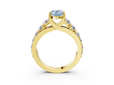 Yellow gold Fancy Blue Oval  Cut Diamond Engagement Ring with Pavé Band and Four-Prong Setting_6