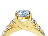 Yellow gold Fancy Blue Oval  Cut Diamond Engagement Ring with Pavé Band and Four-Prong Setting_7