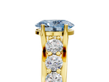 Yellow gold Fancy Blue Oval  Cut Diamond Engagement Ring with Pavé Band and Four-Prong Setting_8