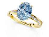 Yellow gold Fancy Blue Oval Cut Diamond Engagement Ring with Side Stone Accents and Four-Prong Setting_13