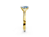 Yellow gold Fancy Blue Oval Cut Diamond Engagement Ring with Side Stone Accents and Four-Prong Setting_14
