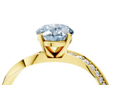 Yellow gold Fancy Blue Oval Cut Diamond Engagement Ring with Side Stone Accents and Four-Prong Setting_16