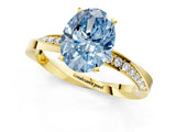 Yellow gold Fancy Blue Oval Cut Diamond Engagement Ring with Side Stone Accents and Four-Prong Setting_61