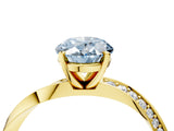 Yellow gold Fancy Blue Oval Cut Diamond Engagement Ring with Side Stone Accents and Four-Prong Setting_64
