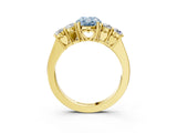 Yellow gold Fancy Blue Oval  Cut Diamond Five-Stone Prong Set White Gold Ring_35