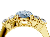 Yellow gold Fancy Blue Oval  Cut Diamond Five-Stone Prong Set White Gold Ring_36