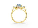 Yellow gold Fancy Blue Oval Cut Diamond Floral Double Halo Engagement Ring with Prong Setting_27