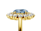 Yellow gold Fancy Blue Oval Cut Diamond Floral Double Halo Engagement Ring with Prong Setting_53
