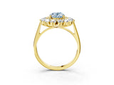 Yellow gold Fancy Blue Oval Cut Diamond Floral Double Halo Engagement Ring with Prong Setting_63