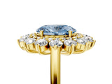Yellow gold Fancy Blue Oval Cut Diamond Floral Double Halo Engagement Ring with Prong Setting_65