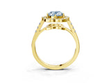 Yellow gold Fancy Blue Oval Cut Diamond Floral Halo Split Shank Prong Setting Ring_3