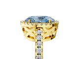 Yellow gold Fancy Blue Oval Cut Diamond Halo Engagement Ring with Pavé Band and Prong Setting_32