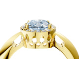 Yellow gold Fancy Blue Oval  Cut Diamond Halo Engagement Ring with Split Shank and Four-Prong Setting_94