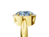 Yellow gold Fancy Blue Oval  Cut Diamond Halo Engagement Ring with Split Shank and Four-Prong Setting_95