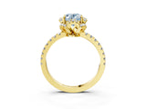 Yellow gold Fancy Blue Oval Cut Diamond Halo Pave Band with Four-Prong Setting_6