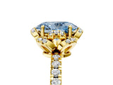 Yellow gold Fancy Blue Oval Cut Diamond Halo Pave Band with Four-Prong Setting_8
