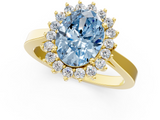 Yellow gold Fancy Blue Oval  Cut Diamond Halo Ring with Round Brilliant Halo and Solitaire Band_74
