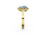 Yellow gold Fancy Blue Oval  Cut Diamond Halo Ring with Round Brilliant Halo and Solitaire Band_75
