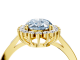 Yellow gold Fancy Blue Oval  Cut Diamond Halo Ring with Round Brilliant Halo and Solitaire Band_77